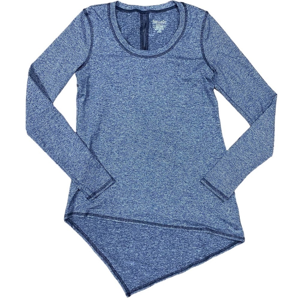 Splendid Blue Long Sleeve Asymmetrical Workout Shirt Size Small